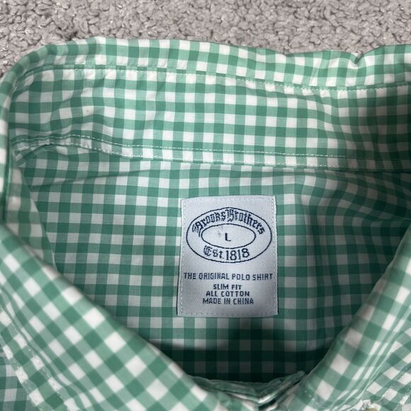 Brooks Brothers Shirt Mens Large Slim Fit Gingham Plaid Easter *See Description* - Picture 3 of 13